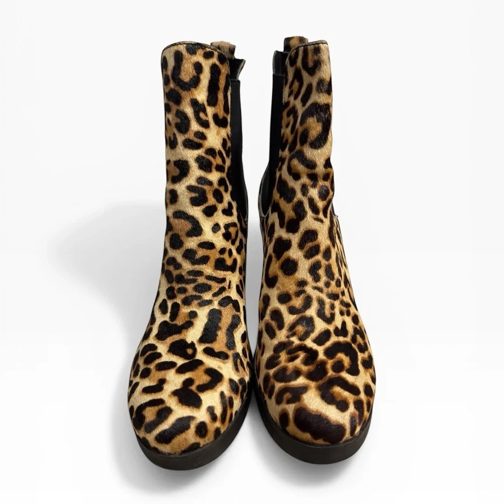 Crown Vintage After Hours Leopard Print Chelsea Ankle Boots Size US 9